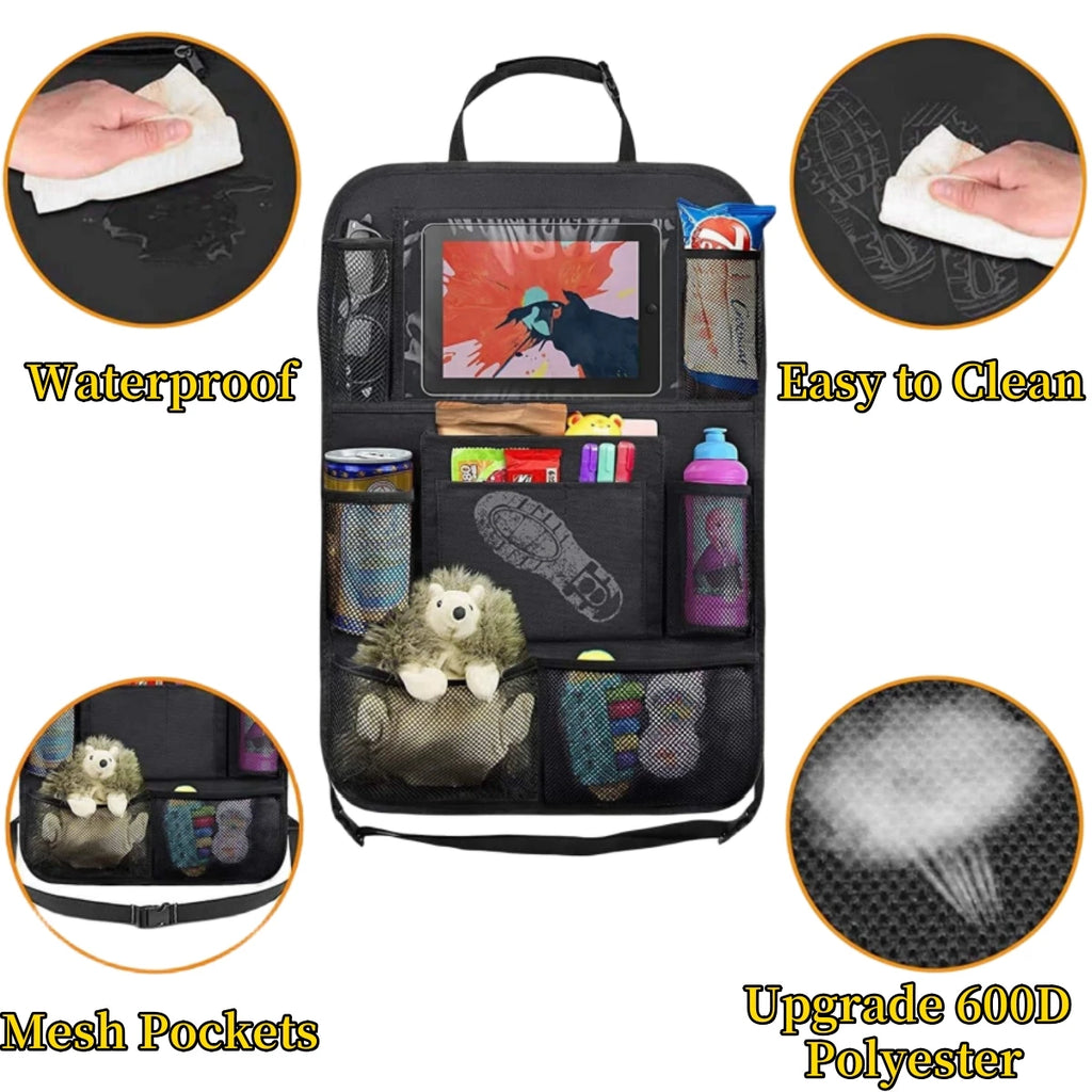 Car Seat Back Organizer - Tablet Holder & Storage for Backseat