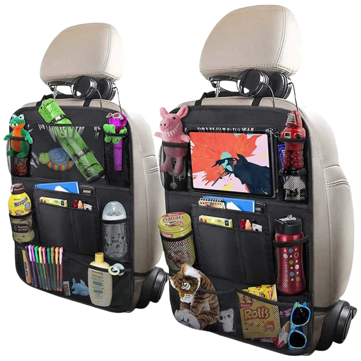 Car Seat Back Organizer - Tablet Holder & Storage for Backseat