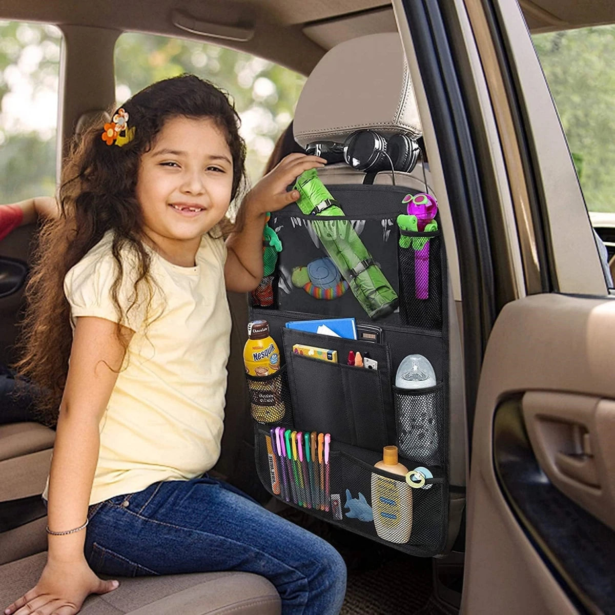 Car Seat Back Organizer - Tablet Holder & Storage for Backseat