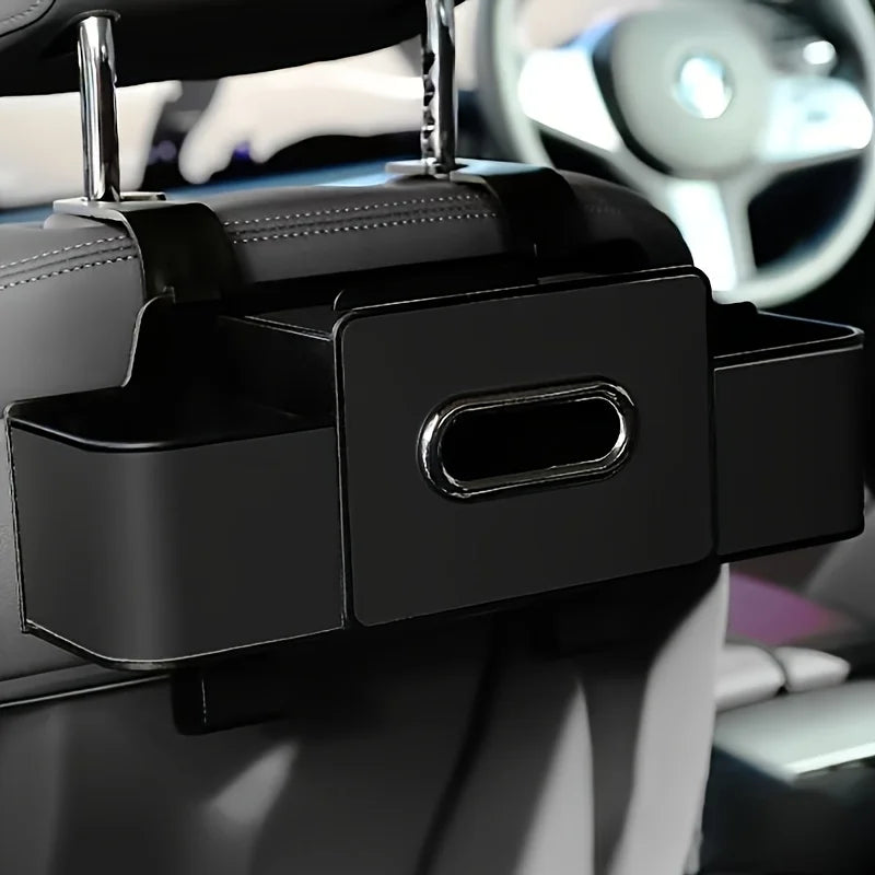Car Seat Organizer with Storage Box & Tissue Holder - Multi-Compartment Console Organizer