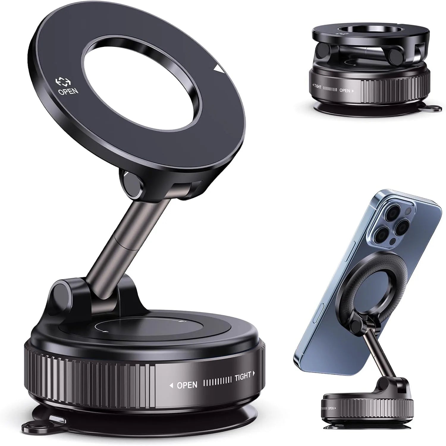 Car Phone Holder - 360° Magnetic Suction Mount for Dashboard & Windshield